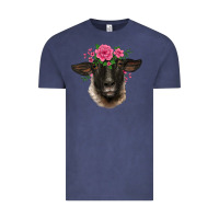 Vintage Denim suffolk ewe sheep with floral headdress Vintage Tee - BarkalooDesign