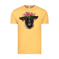 Vintage Mustard suffolk ewe sheep with floral headdress Vintage Tee - BarkalooDesign