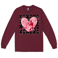 Burgundy xoxo heart valentine's day Long Sleeve Tee - MaliasSmallBusiness