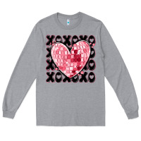 Heather Grey xoxo heart valentine's day Long Sleeve Tee - MaliasSmallBusiness
