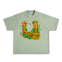 Oil Green horseshoe with shamrocks and coin Urban Heavy Tee - AdoDesignShop