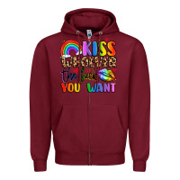 Burgundy kiss whoever the fuck you want Zipper Hoodie - LillyAllenDesigns