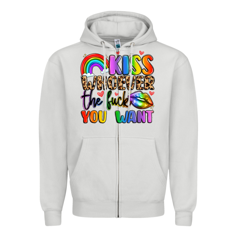Kiss Whoever The Fuck You Want Zipper Hoodie by LillyAllenDesigns | Teevron