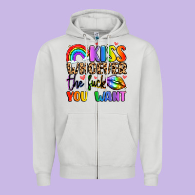 Kiss Whoever The Fuck You Want Zipper Hoodie Designed By Lillyallendesigns