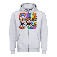 Heather Grey kiss whoever the fuck you want Zipper Hoodie - LillyAllenDesigns