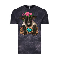 Cloud Black suffolk ewe peeking with floral headdress Vintage Tee - BarkalooDesign