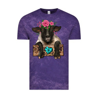 Cloud Purple suffolk ewe peeking with floral headdress Vintage Tee - BarkalooDesign