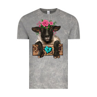 Suffolk Ewe Peeking With Floral Headdress Vintage Tee | Teevron