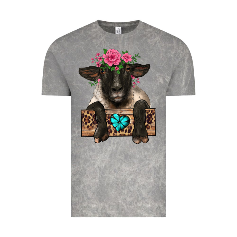 Suffolk Ewe Peeking With Floral Headdress Vintage Tee by BarkalooDesign | Teevron