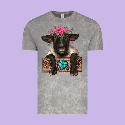 Suffolk Ewe Peeking With Floral Headdress Vintage Tee Designed By Barkaloodesign