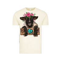 Vintage Arctic suffolk ewe peeking with floral headdress Vintage Tee - BarkalooDesign