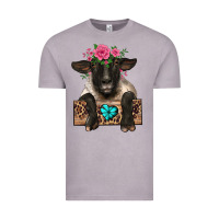 Vintage Zinc suffolk ewe peeking with floral headdress Vintage Tee - BarkalooDesign