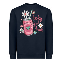 Navy lucky girl drink Heavyweight Sweatshirt - MaliasSmallBusiness