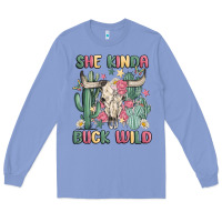 Colony Blue she kinda buck wild Long Sleeve Tee - MaliasSmallBusiness