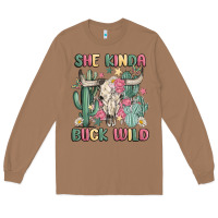 Toasted Coconut she kinda buck wild Long Sleeve Tee - MaliasSmallBusiness