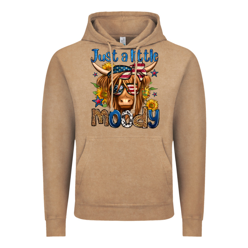 Just A Little Moody 4th Of July Long Haired Cow Vintage Hoodie by Jasminsmagicworld | Teevron