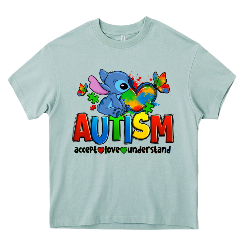 Autism Stitch Accept Love Understand Heavy Core Tee by Zillion Design Studio | Teevron