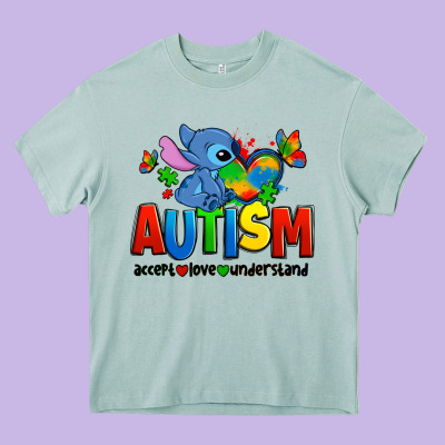 Autism Stitch Accept Love Understand Heavy Core Tee Designed By Zillion Design Studio