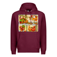Burgundy Hello Fall pumpkins Premium Hoodie - NancyCooperArtShop