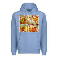 Colony Blue Hello Fall pumpkins Premium Hoodie - NancyCooperArtShop