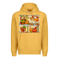 Mustard Hello Fall pumpkins Premium Hoodie - NancyCooperArtShop