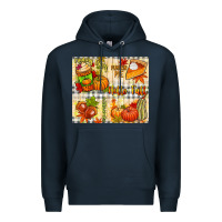 Navy Hello Fall pumpkins Premium Hoodie - NancyCooperArtShop
