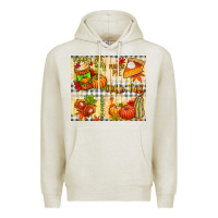 Oatmeal Heather Hello Fall pumpkins Premium Hoodie - NancyCooperArtShop