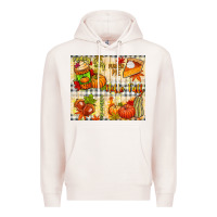 Pale Pink Hello Fall pumpkins Premium Hoodie - NancyCooperArtShop