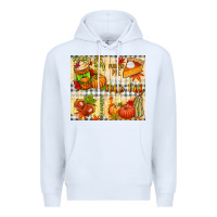White Hello Fall pumpkins Premium Hoodie - NancyCooperArtShop
