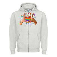 Dove Grey lgbtq pride hands Zipper Hoodie - LillyAllenDesigns
