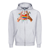 Heather Grey lgbtq pride hands Zipper Hoodie - LillyAllenDesigns