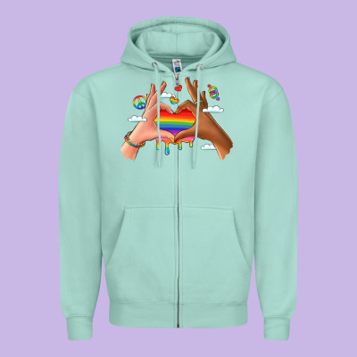Lgbtq Pride Hands Zipper Hoodie Designed By Lillyallendesigns