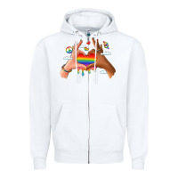 White lgbtq pride hands Zipper Hoodie - LillyAllenDesigns