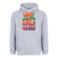 Heather Grey Meet me at the ocean Summer Heavyweight Hoodie - NancyCooperArtShop