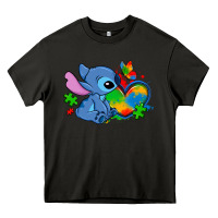 Asphalt autism stitch heart Heavy Core Tee - Zillion Design Studio