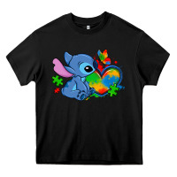 Black autism stitch heart Heavy Core Tee - Zillion Design Studio
