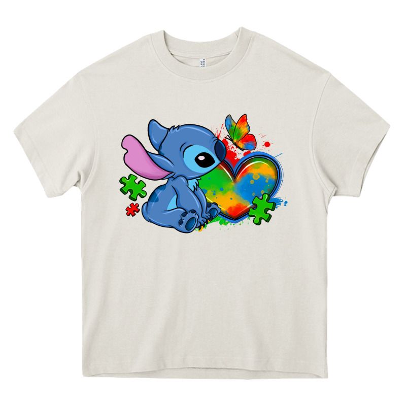 Autism Stitch Heart Heavy Core Tee by Zillion Design Studio | Teevron