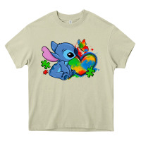 Mossy autism stitch heart Heavy Core Tee - Zillion Design Studio
