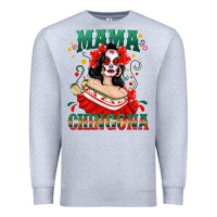 Heather Grey Mama Chingona Skull Premium Sweatshirt - texasbilliewilder