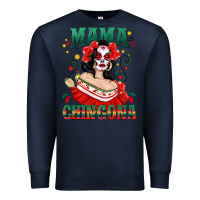 Navy Mama Chingona Skull Premium Sweatshirt - texasbilliewilder