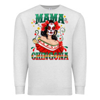 Oatmeal Heather Mama Chingona Skull Premium Sweatshirt - texasbilliewilder