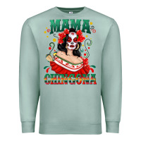 Seafoam Mama Chingona Skull Premium Sweatshirt - texasbilliewilder