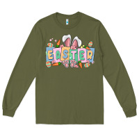Army Green easter  rabbit Long Sleeve Tee - MaliasSmallBusiness