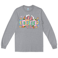 Heather Grey easter  rabbit Long Sleeve Tee - MaliasSmallBusiness