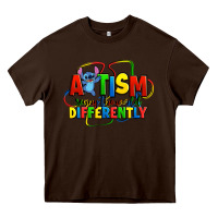 Chocolate Brown autism stitch seeing the world differently Heavy Core Tee - Zillion Design Studio