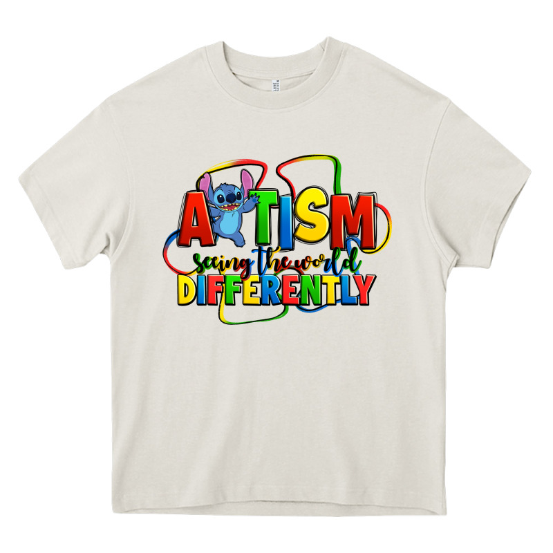 Autism Stitch Seeing The World Differently Heavy Core Tee by Zillion Design Studio | Teevron