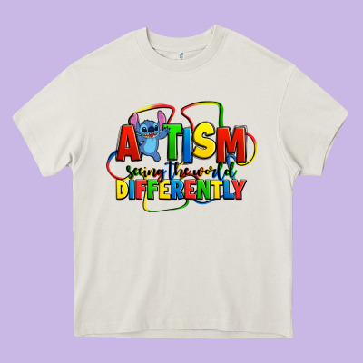 Autism Stitch Seeing The World Differently Heavy Core Tee Designed By Zillion Design Studio