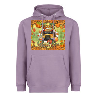 Lavender fall school bus Heavyweight Hoodie - texasbilliewilder