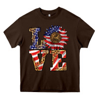 Chocolate Brown patriotic sunflower love Heavy Core Tee - BarkalooDesign
