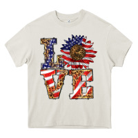 Cream patriotic sunflower love Heavy Core Tee - BarkalooDesign